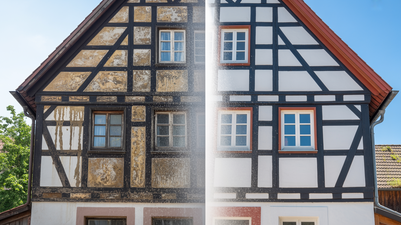 Before and after: Hausfassade