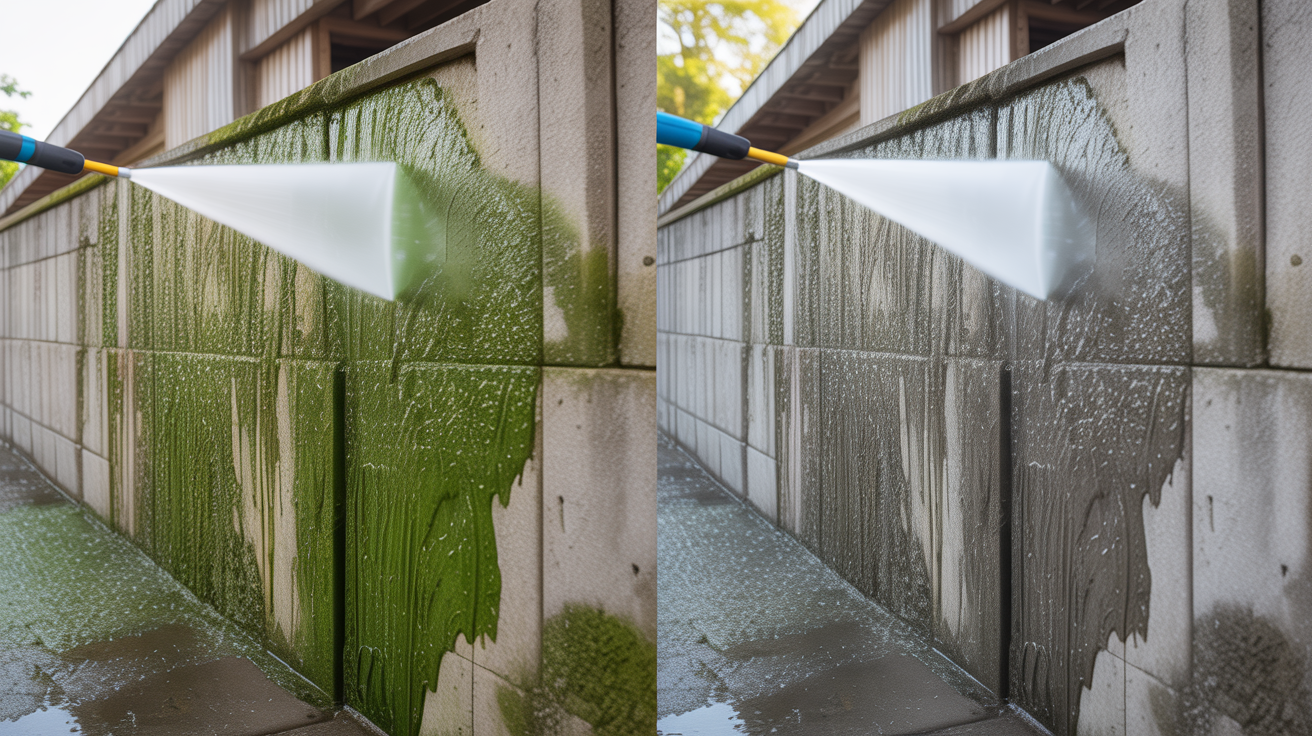 Before and after: Betonwand