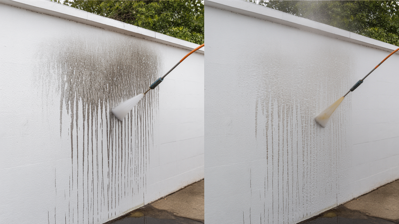 Before and after: Verputzte Wand