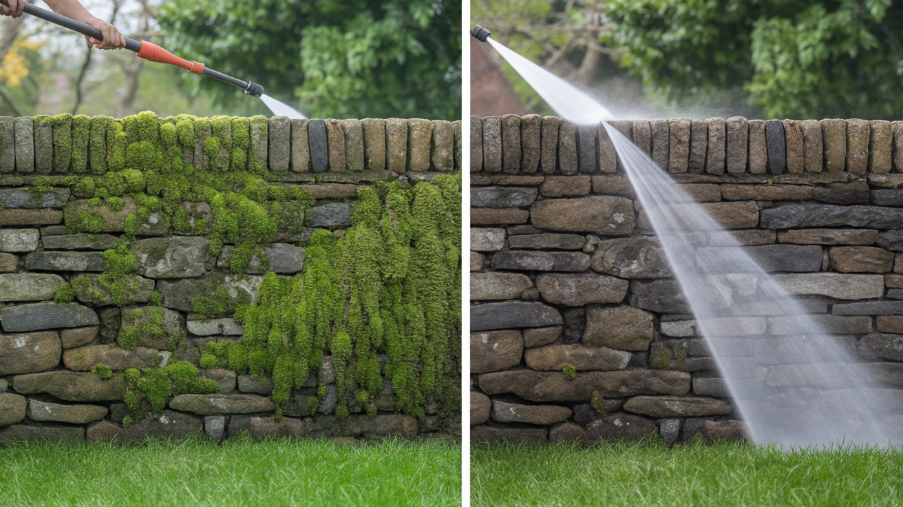 Before and after: Gartenmauer