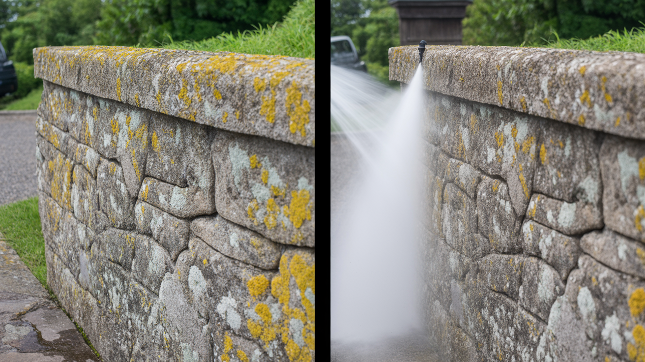 Before and after: Steinmauer