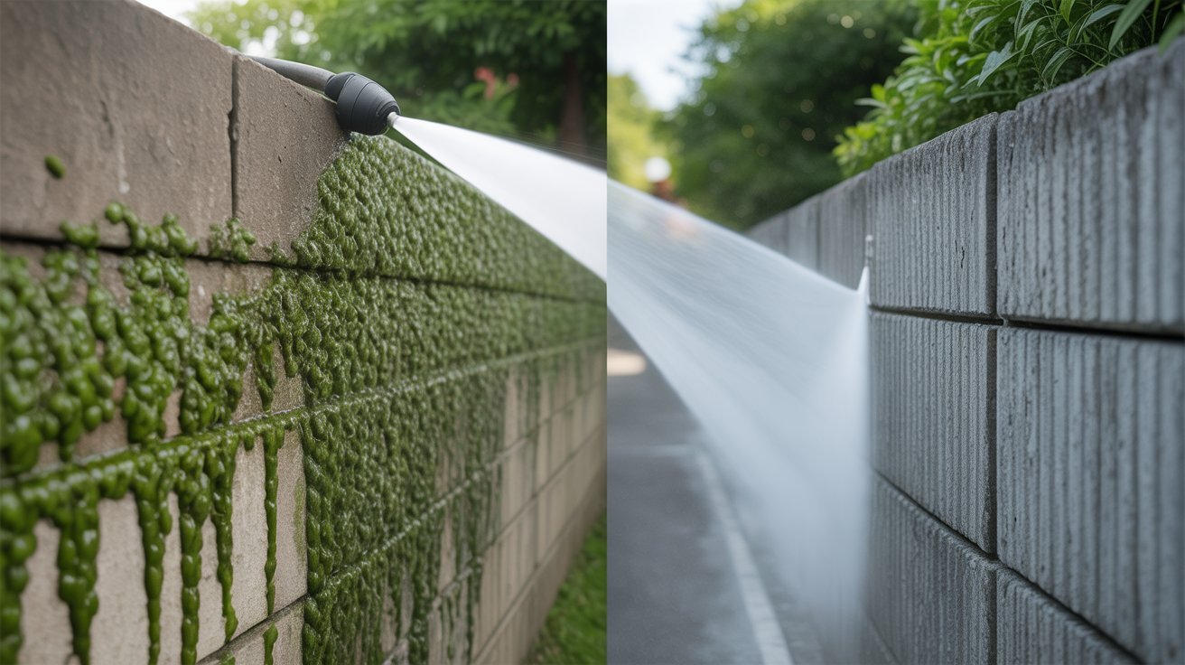 Before and after: Zaunwand